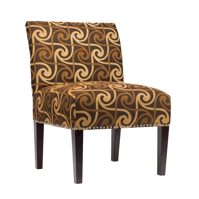 Fauteuil d'appoint Slipper, Rayonne et polyester, Clous décoratifs argentés, Dossier bas, 58 cm de large, 5 couleurs