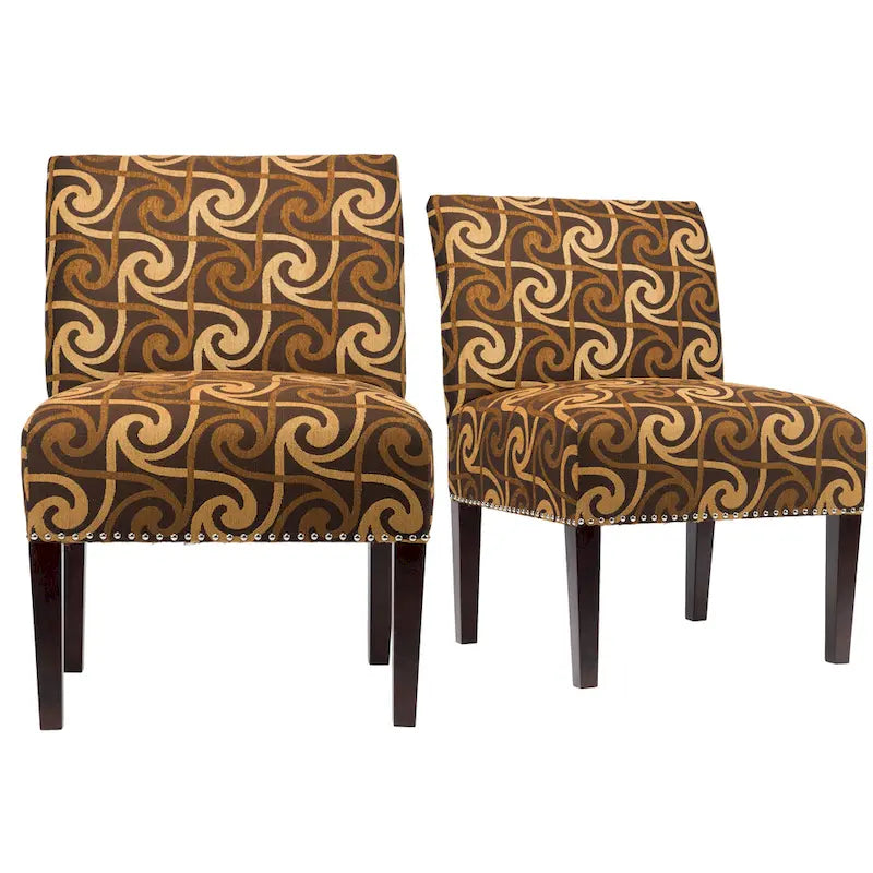 Fauteuil d'appoint Slipper, Rayonne et polyester, Clous décoratifs argentés, Dossier bas, 58 cm de large, 5 couleurs