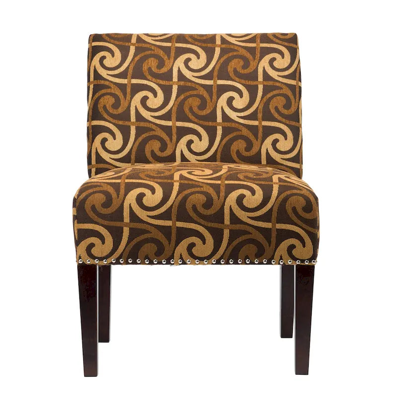 Fauteuil d'appoint Slipper, Rayonne et polyester, Clous décoratifs argentés, Dossier bas, 58 cm de large, 5 couleurs