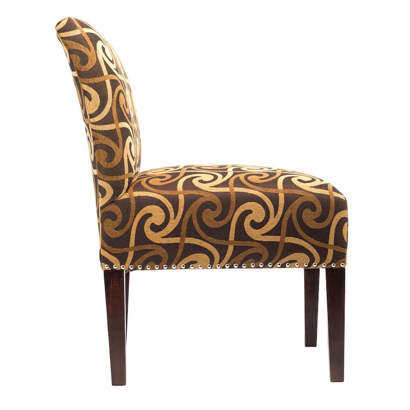 Fauteuil d'appoint Slipper, Rayonne et polyester, Clous décoratifs argentés, Dossier bas, 58 cm de large, 5 couleurs