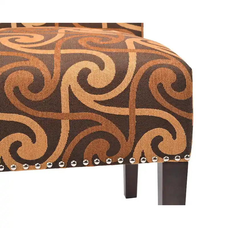 Fauteuil d'appoint Slipper, Rayonne et polyester, Clous décoratifs argentés, Dossier bas, 58 cm de large, 5 couleurs