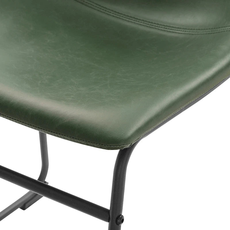 Lot de 2 tabourets de comptoir 66 cm, assise baquet en similicuir, pieds luge en acier thermolaqué, repose-pieds, 136 kg, bleu marine, gris, vert, noir, marron