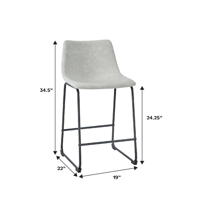Lot de 2 tabourets de comptoir 66 cm, assise baquet en similicuir, pieds luge en acier thermolaqué, repose-pieds, 136 kg, bleu marine, gris, vert, noir, marron