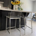 Tabourets de comptoir en acrylique transparent (lot de 2), assise en lucite transparente, pieds en métal, style moderne, chrome/doré