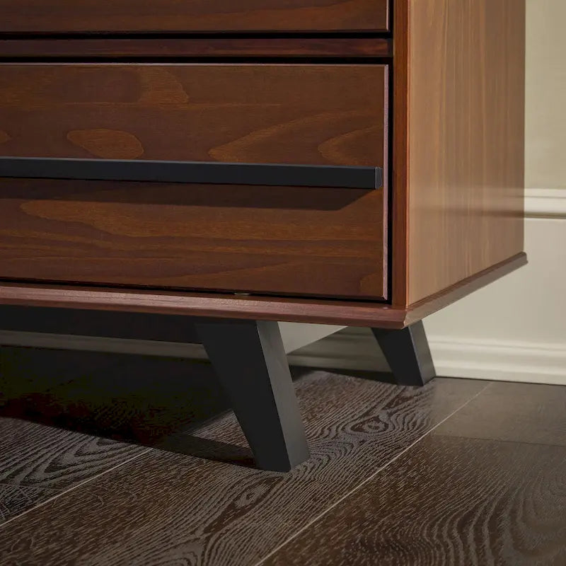 Commode à 6 tiroirs, bois de pin massif et MDF, anti-basculement, 153 cm L, 68 kg, Naturel/Marron/Noyer/Pin