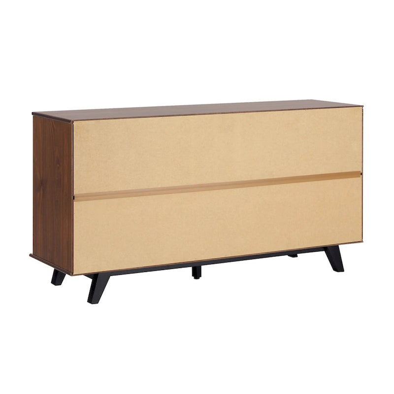 Commode à 6 tiroirs, bois de pin massif et MDF, anti-basculement, 153 cm L, 68 kg, Naturel/Marron/Noyer/Pin
