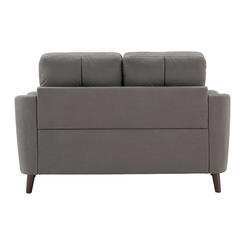Causeuse en microfibre de 61 po, accoudoirs capitonnés, ressorts ensachés et mousse, pieds en bois espresso, style moderne, gris