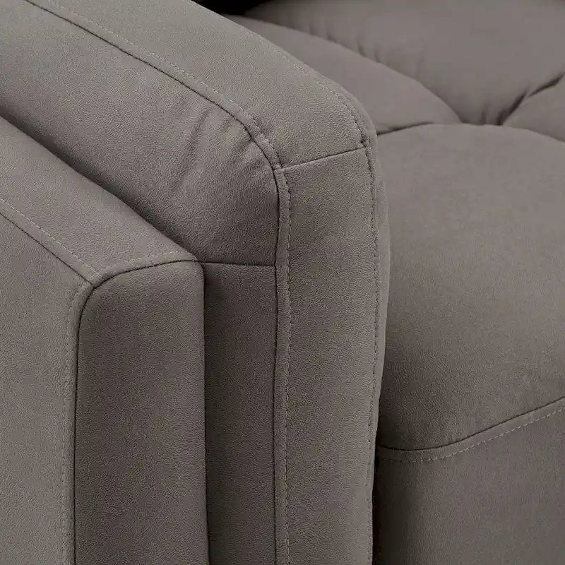 Causeuse en microfibre de 61 po, accoudoirs capitonnés, ressorts ensachés et mousse, pieds en bois espresso, style moderne, gris