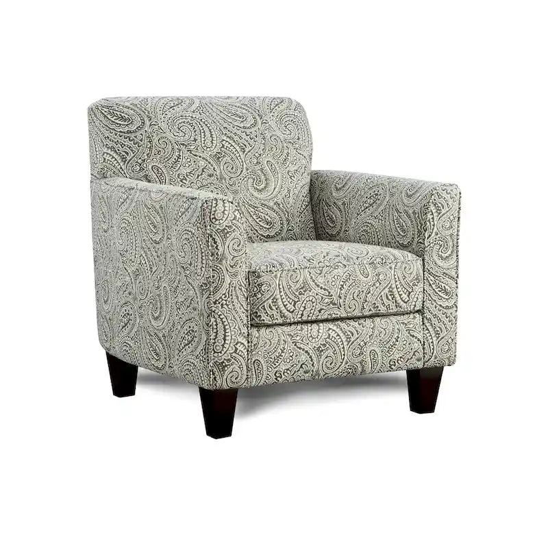 Fauteuil d'appoint, Imprimé cachemire chenille, Structure en bois massif, Accoudoirs droits, 113 kg, 96,5 cm H, Fabriqué aux États-Unis