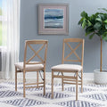 Lot de 2 chaises de salle à manger pliantes, dossier croisé, hévéa et MDF, assise rembourrée, 125 kg, finition gris délavé