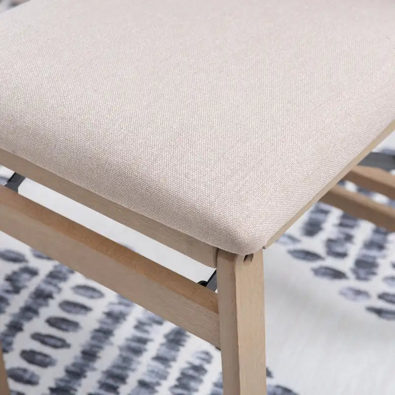 Lot de 2 chaises de salle à manger pliantes, dossier croisé, hévéa et MDF, assise rembourrée, 125 kg, finition gris délavé