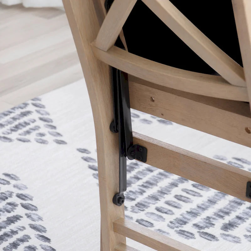 Lot de 2 chaises de salle à manger pliantes, dossier croisé, hévéa et MDF, assise rembourrée, 125 kg, finition gris délavé