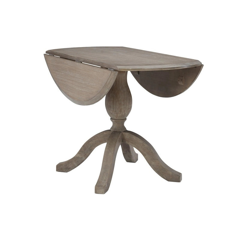Table à manger à abattants en bois massif Piédestal S'étend de 61 cm à 107 cm Peut accueillir 2 à 4 personnes Gain de place Gris délavé rustique Marron Ferme