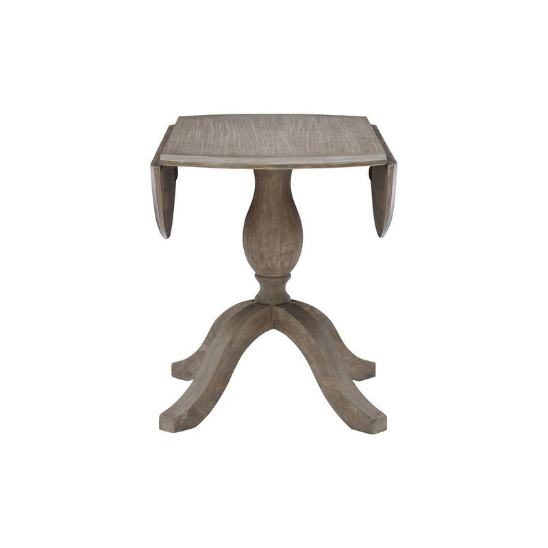 Table à manger à abattants en bois massif Piédestal S'étend de 61 cm à 107 cm Peut accueillir 2 à 4 personnes Gain de place Gris délavé rustique Marron Ferme