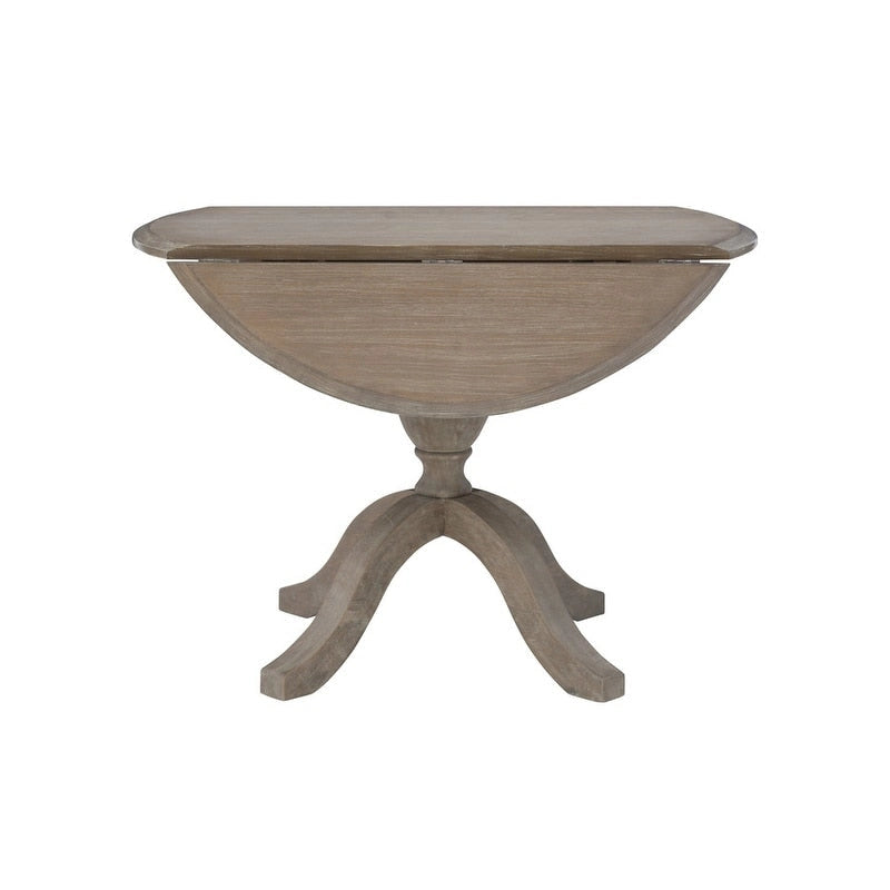 Table à manger à abattants en bois massif Piédestal S'étend de 61 cm à 107 cm Peut accueillir 2 à 4 personnes Gain de place Gris délavé rustique Marron Ferme
