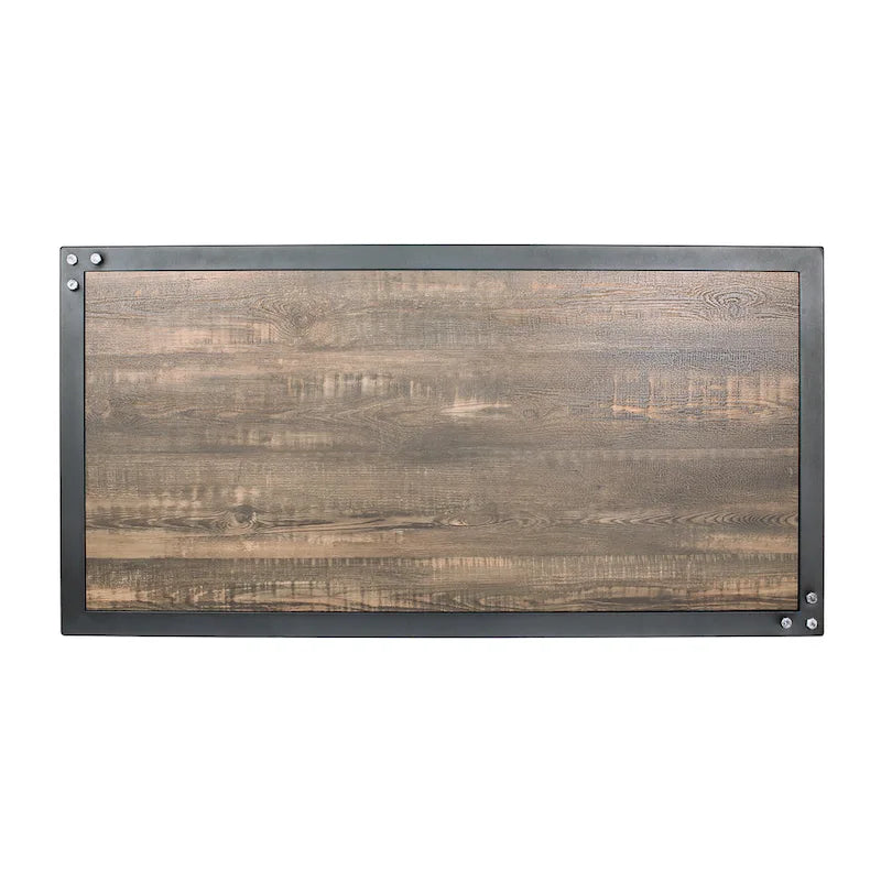 Table basse rectangulaire 47", Noyer foncé et Noir sable, 1 étagère inférieure, Acier et MDF, Rustique moderne