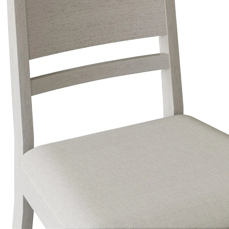 Lot de 2 chaises de salle à manger en bois massif pieds fuselés tissu de lin mousse haute densité dossier à barreaux horizontaux gris marron blanc noir chêne