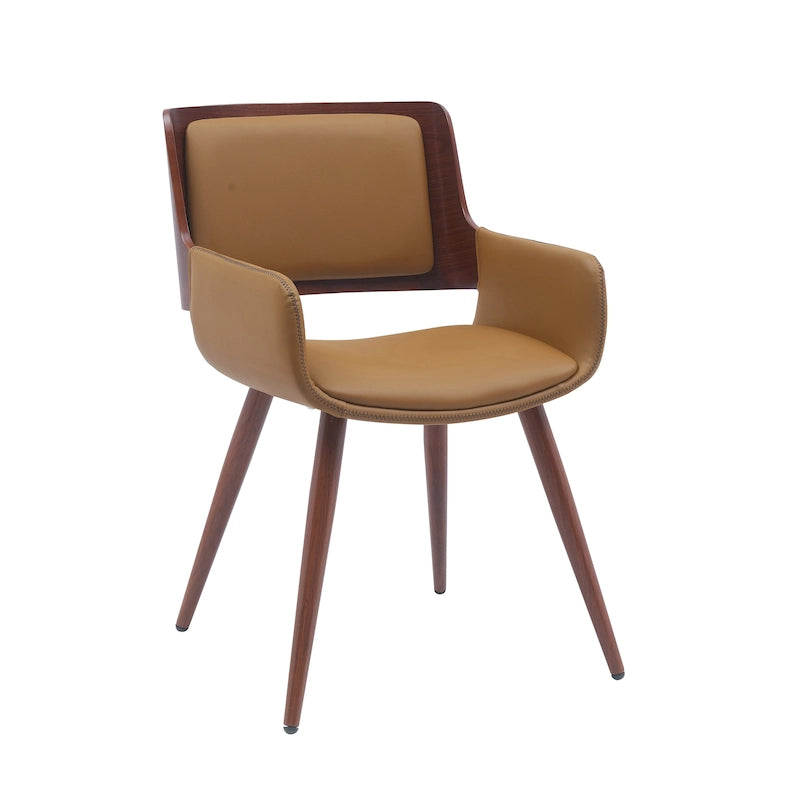 Chaise de salle à manger du milieu du siècle en cuir PU, résistante à l'eau, pieds en métal, finition bois, capacité de 120 kg, noir, vert, jaune, grès