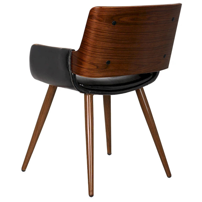Chaise de salle à manger du milieu du siècle en cuir PU, résistante à l'eau, pieds en métal, finition bois, capacité de 120 kg, noir, vert, jaune, grès