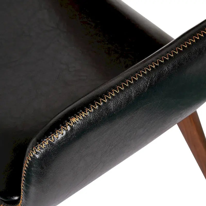 Chaise de salle à manger du milieu du siècle en cuir PU, résistante à l'eau, pieds en métal, finition bois, capacité de 120 kg, noir, vert, jaune, grès