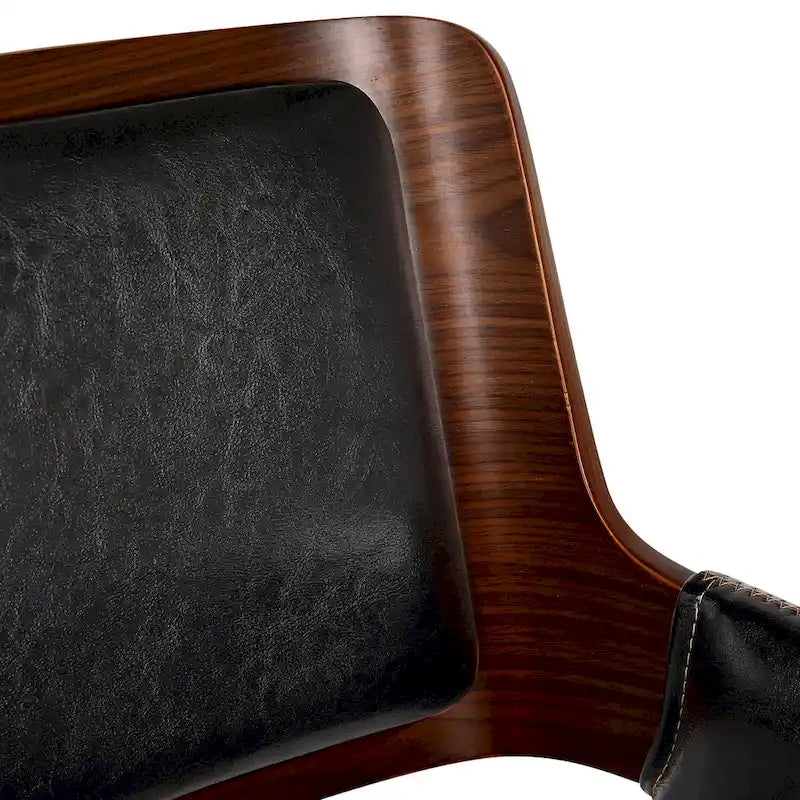 Chaise de salle à manger du milieu du siècle en cuir PU, résistante à l'eau, pieds en métal, finition bois, capacité de 120 kg, noir, vert, jaune, grès
