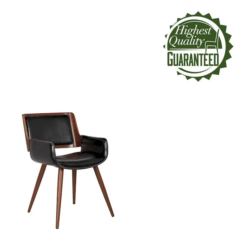 Chaise de salle à manger du milieu du siècle en cuir PU, résistante à l'eau, pieds en métal, finition bois, capacité de 120 kg, noir, vert, jaune, grès