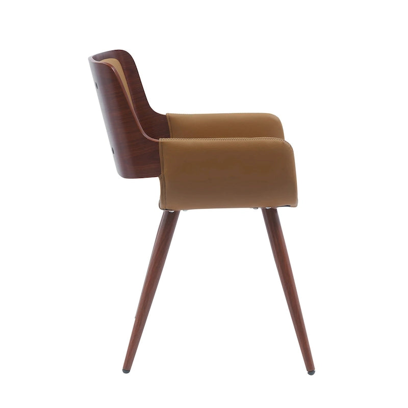 Chaise de salle à manger du milieu du siècle en cuir PU, résistante à l'eau, pieds en métal, finition bois, capacité de 120 kg, noir, vert, jaune, grès