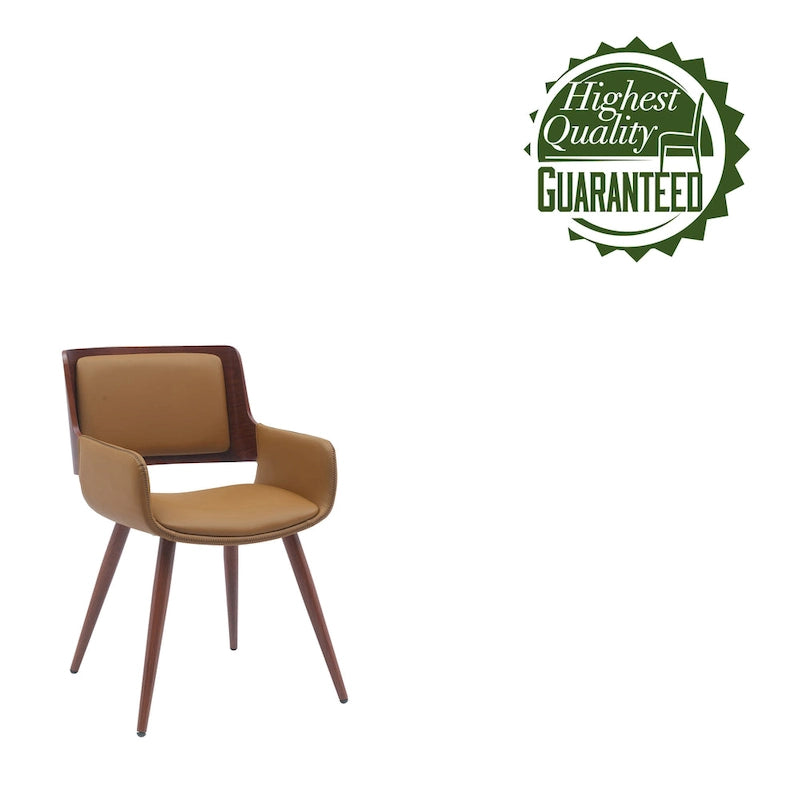Chaise de salle à manger du milieu du siècle en cuir PU, résistante à l'eau, pieds en métal, finition bois, capacité de 120 kg, noir, vert, jaune, grès