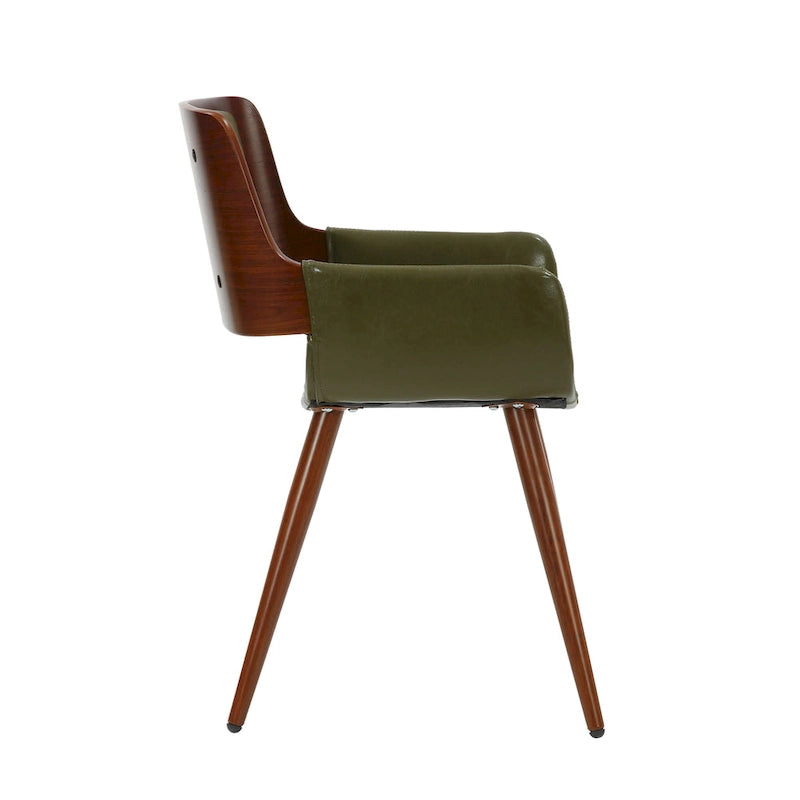 Chaise de salle à manger du milieu du siècle en cuir PU, résistante à l'eau, pieds en métal, finition bois, capacité de 120 kg, noir, vert, jaune, grès