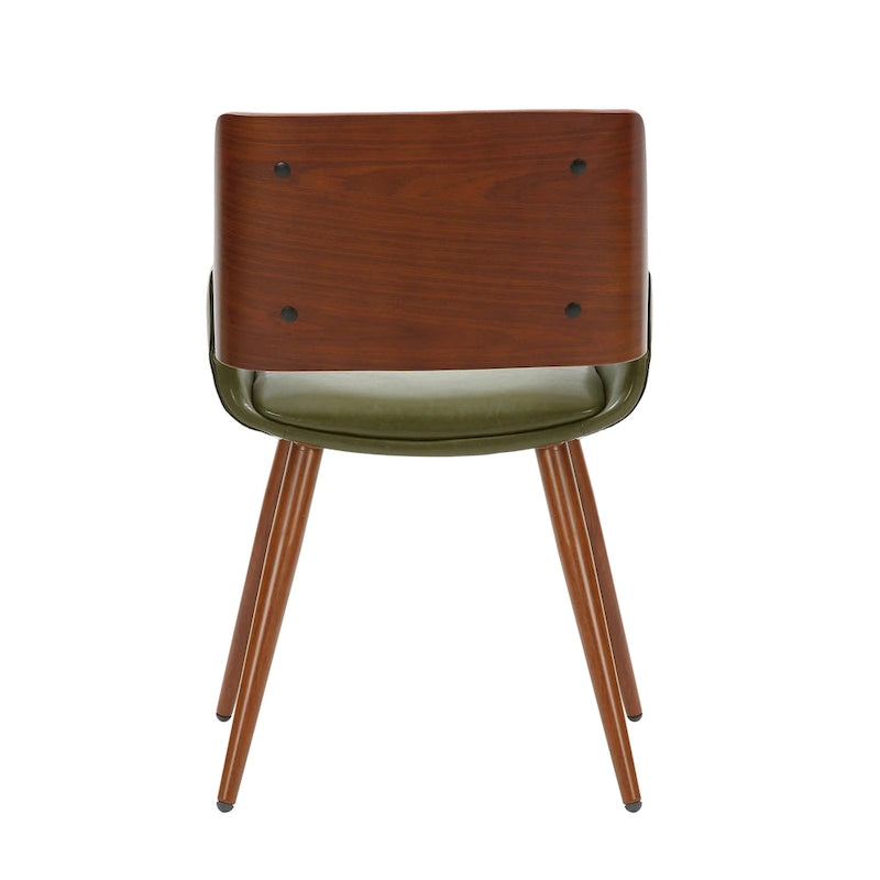 Chaise de salle à manger du milieu du siècle en cuir PU, résistante à l'eau, pieds en métal, finition bois, capacité de 120 kg, noir, vert, jaune, grès