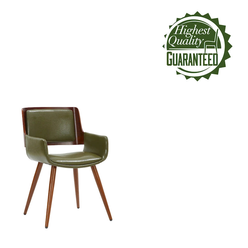 Chaise de salle à manger du milieu du siècle en cuir PU, résistante à l'eau, pieds en métal, finition bois, capacité de 120 kg, noir, vert, jaune, grès