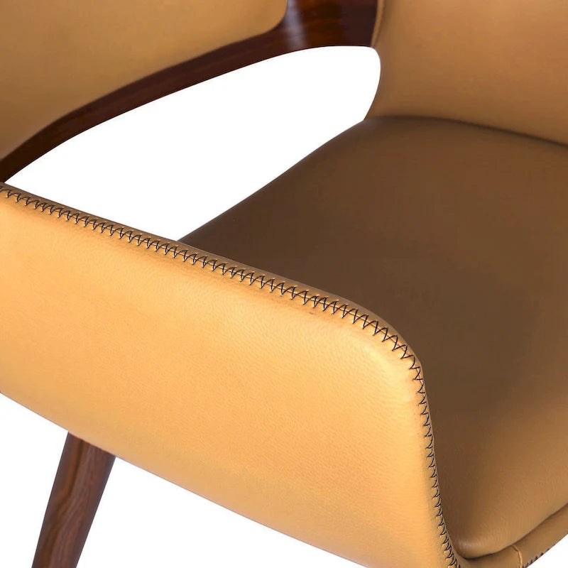 Chaise de salle à manger du milieu du siècle en cuir PU, résistante à l'eau, pieds en métal, finition bois, capacité de 120 kg, noir, vert, jaune, grès