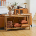 Console de ferme 52 po, étagère de rangement à 2 niveaux, plateau en mélamine, fixation murale anti-basculement, capacité de 30 kg, pour entrée, gris marron