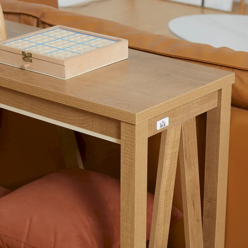 Console de ferme 52 po, étagère de rangement à 2 niveaux, plateau en mélamine, fixation murale anti-basculement, capacité de 30 kg, pour entrée, gris marron