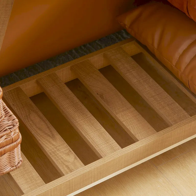Console de ferme 52 po, étagère de rangement à 2 niveaux, plateau en mélamine, fixation murale anti-basculement, capacité de 30 kg, pour entrée, gris marron