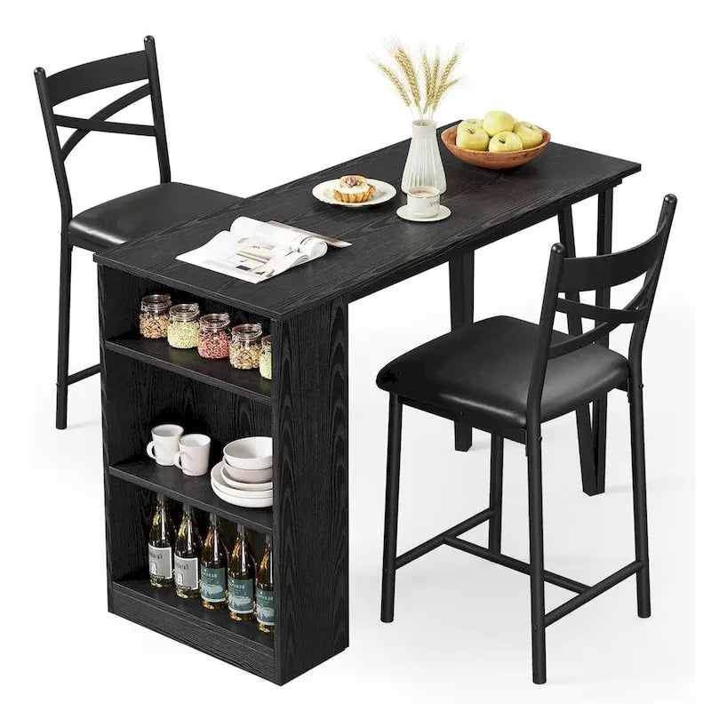 Ensemble de salle à manger moderne extensible avec 3 rangements - N/A