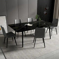 Table à manger rectangulaire 180 cm Plateau en pierre frittée effet marbre Châssis en acier carbone Capacité 360 kg 6-8 places Pieds réglables Noir Blanc