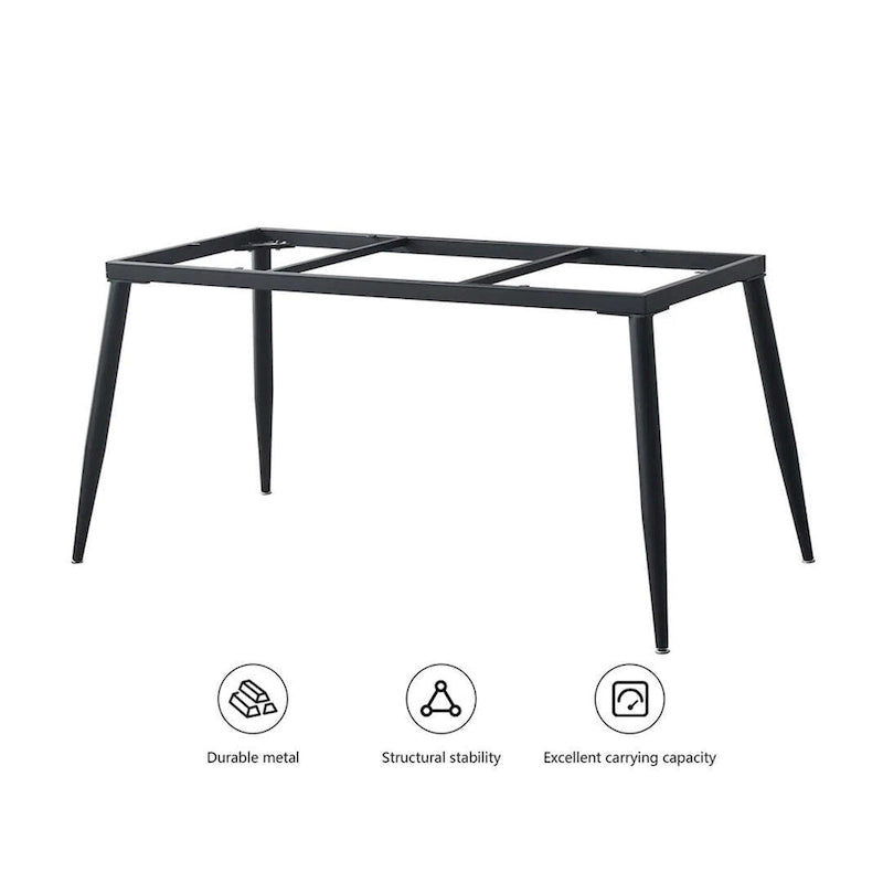 Table à manger rectangulaire 180 cm Plateau en pierre frittée effet marbre Châssis en acier carbone Capacité 360 kg 6-8 places Pieds réglables Noir Blanc