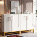 Buffet de rangement avec 4 portes et étagères réglables, cadre en métal, style moderne pour salon, cuisine, salle à manger