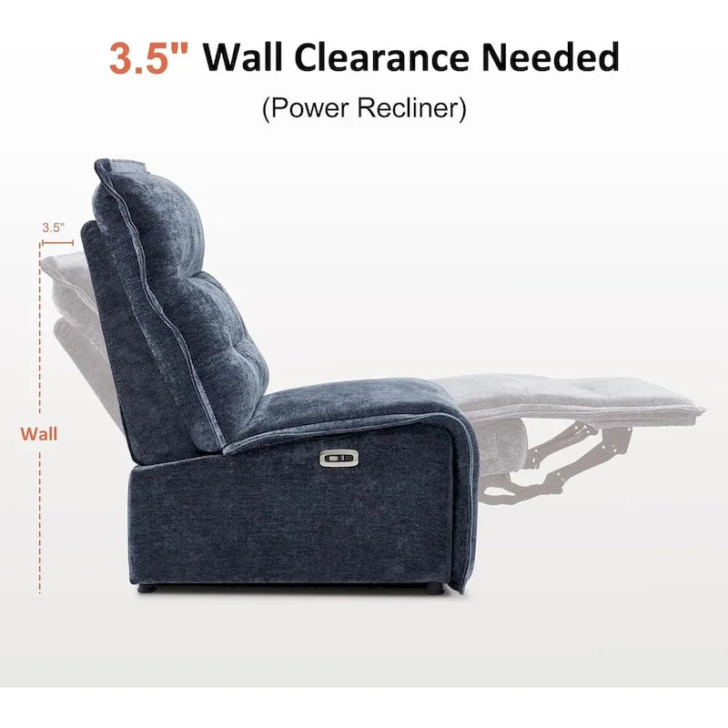 Armless Power Recliner Chair, USB-A & C Ports, 3.5" Wall Clearance, 140° Recline, 320 lbs, 5 Colors