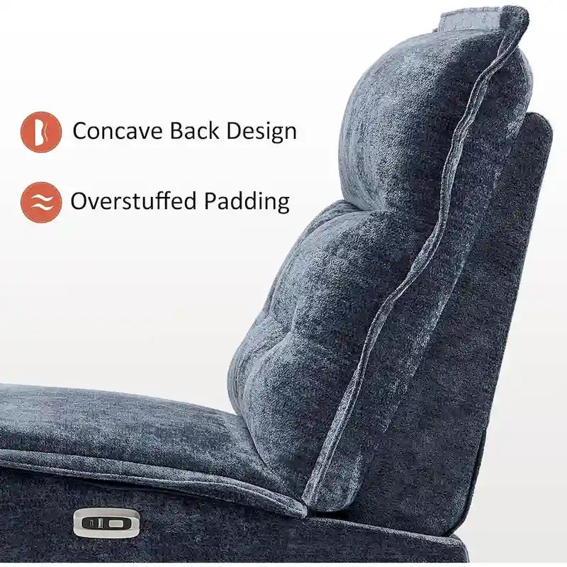 Fauteuil inclinable électrique sans accoudoirs, ports USB-A et C, dégagement mural de 8,9 cm, inclinaison à 140°, 145 kg, 5 couleurs