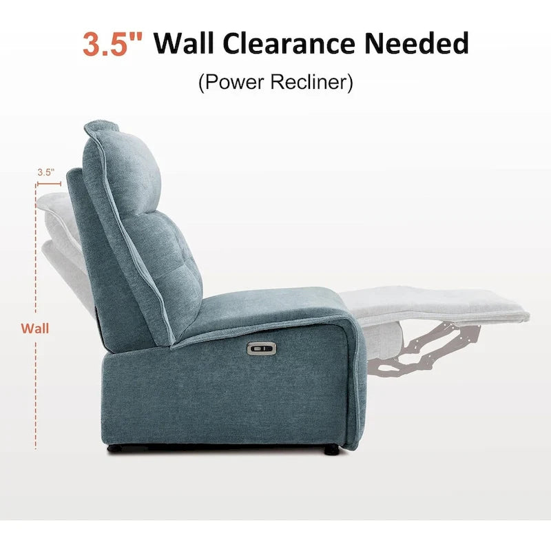 Fauteuil inclinable électrique sans accoudoirs, ports USB-A et C, dégagement mural de 8,9 cm, inclinaison à 140°, 145 kg, 5 couleurs
