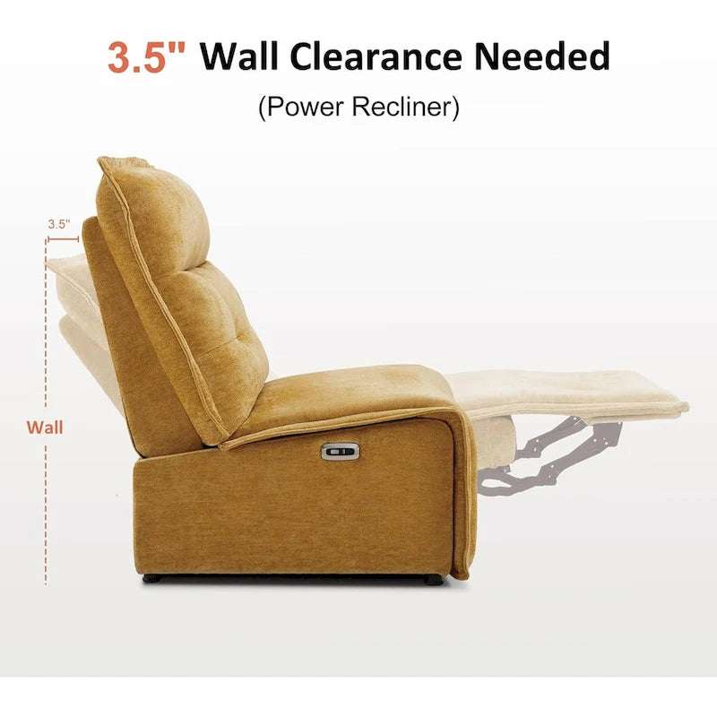 Fauteuil inclinable électrique sans accoudoirs, ports USB-A et C, dégagement mural de 8,9 cm, inclinaison à 140°, 145 kg, 5 couleurs