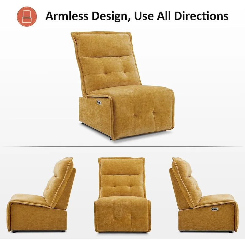 Fauteuil inclinable électrique sans accoudoirs, ports USB-A et C, dégagement mural de 8,9 cm, inclinaison à 140°, 145 kg, 5 couleurs