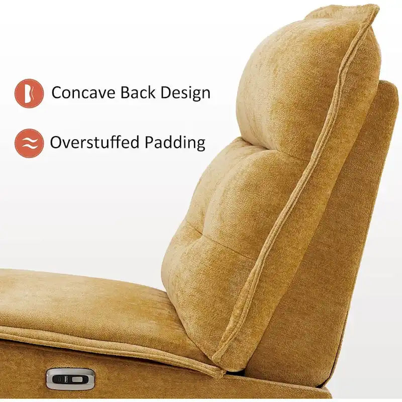 Fauteuil inclinable électrique sans accoudoirs, ports USB-A et C, dégagement mural de 8,9 cm, inclinaison à 140°, 145 kg, 5 couleurs