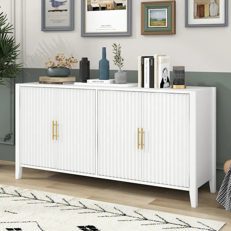 Buffet de rangement Accent, MDF et bois massif, poignées en métal, plateau de 77 kg, expresso/noir/blanc