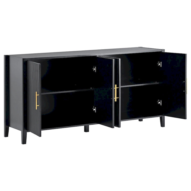 Buffet de rangement Accent, MDF et bois massif, poignées en métal, plateau de 77 kg, expresso/noir/blanc