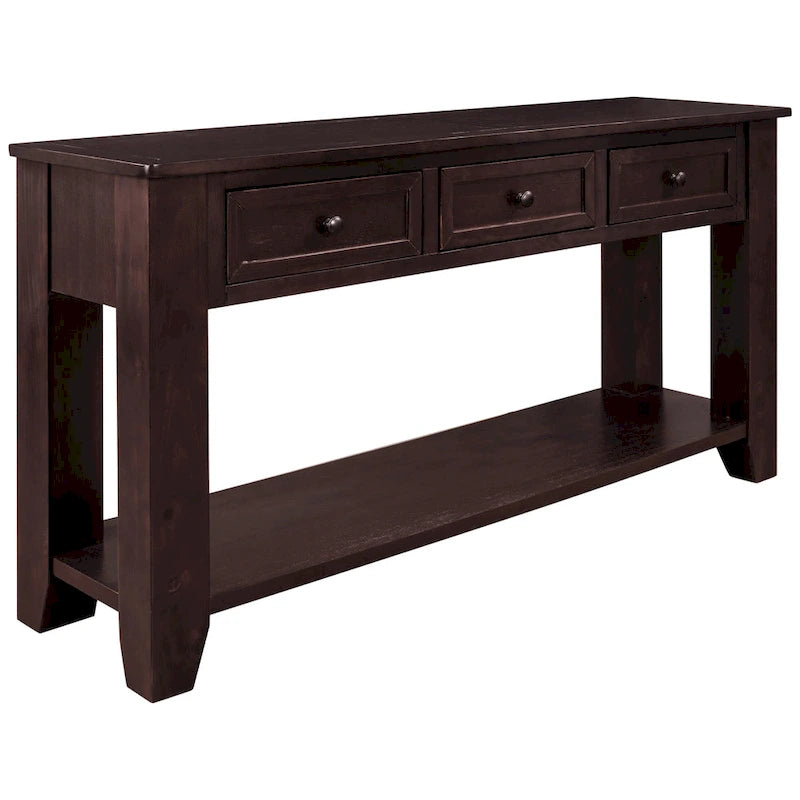 Buffet de rangement Accent, MDF et bois massif, poignées en métal, plateau de 77 kg, expresso/noir/blanc