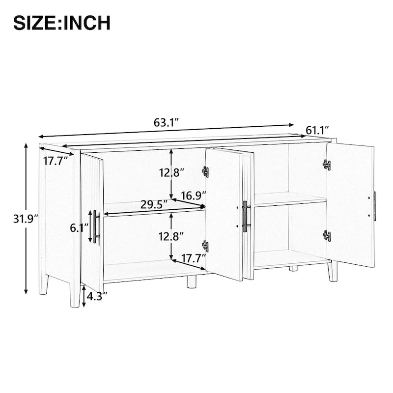 Buffet de rangement Accent, MDF et bois massif, poignées en métal, plateau de 77 kg, expresso/noir/blanc