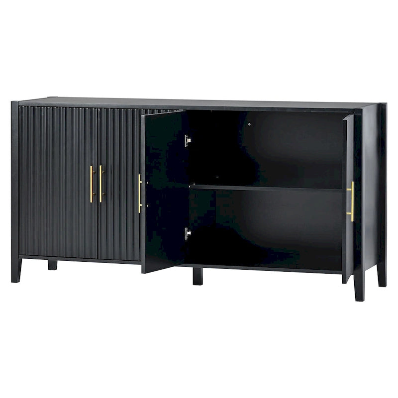 Buffet de rangement Accent, MDF et bois massif, poignées en métal, plateau de 77 kg, expresso/noir/blanc